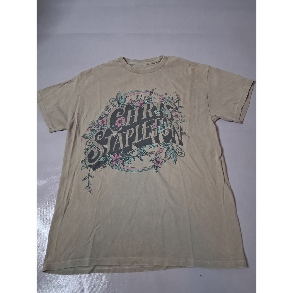 Chris Stapleton Tan Floral Graphic Concert T-Shirt Mens Medium 2024 Tour Tee